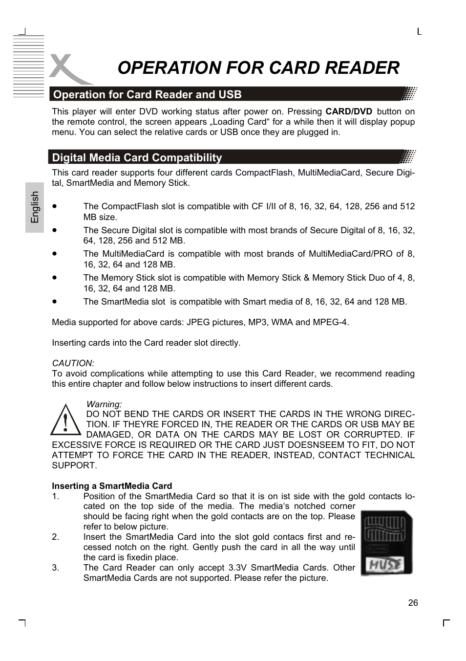 Operation for card reader | Xoro HSD 8430 User Manual | Page 76 / 243