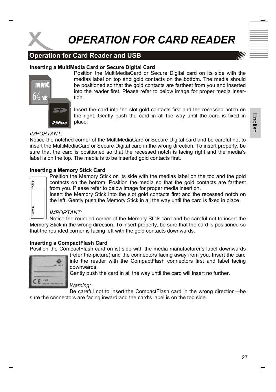 Operation for card reader | Xoro HSD 8430 User Manual | Page 77 / 243