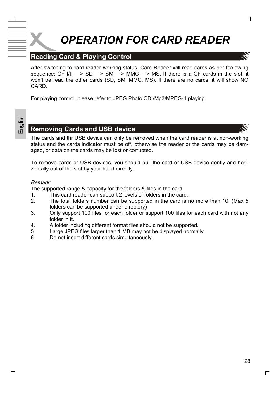 Operation for card reader | Xoro HSD 8430 User Manual | Page 78 / 243