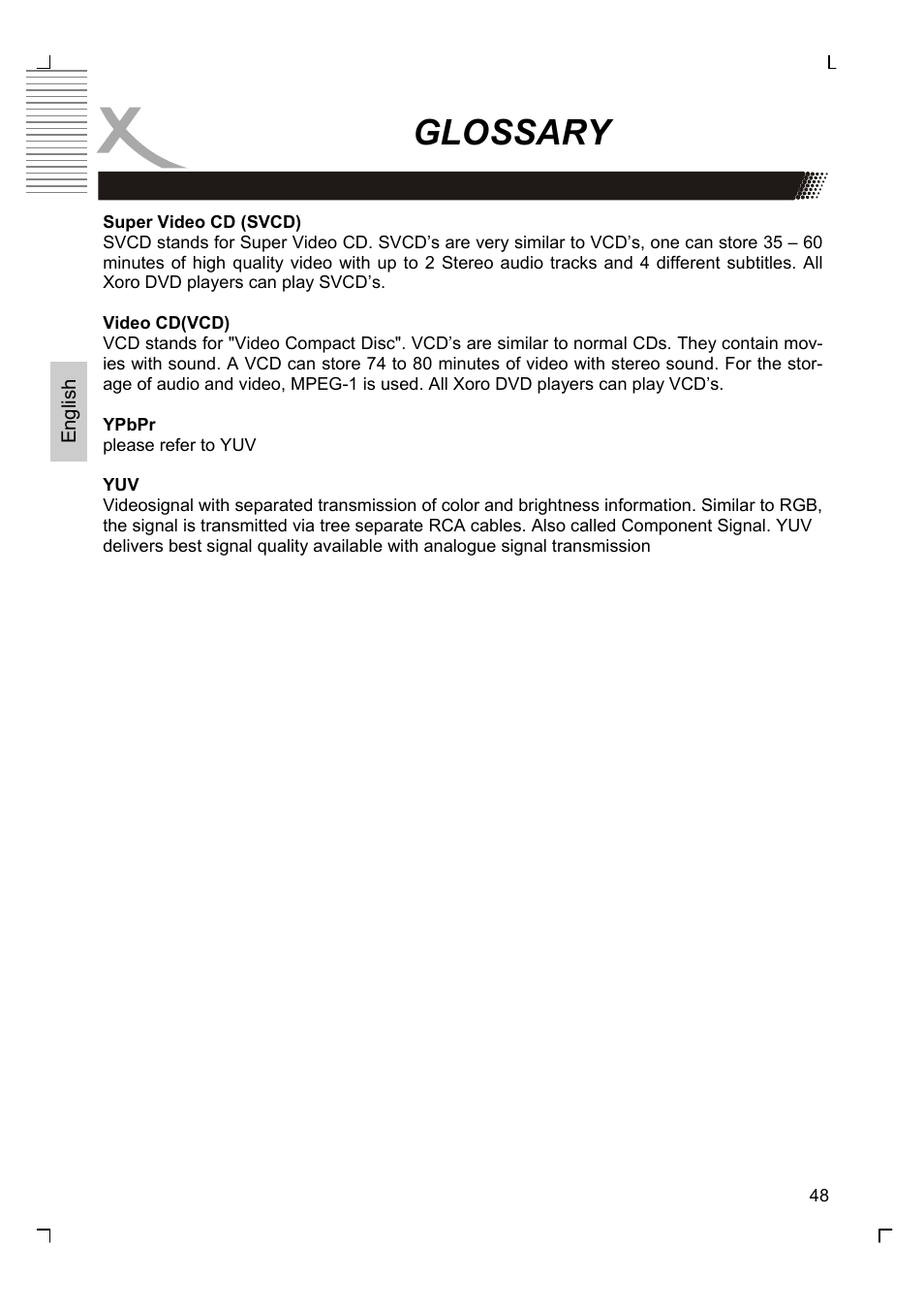 Glossary | Xoro HSD 8430 User Manual | Page 98 / 243