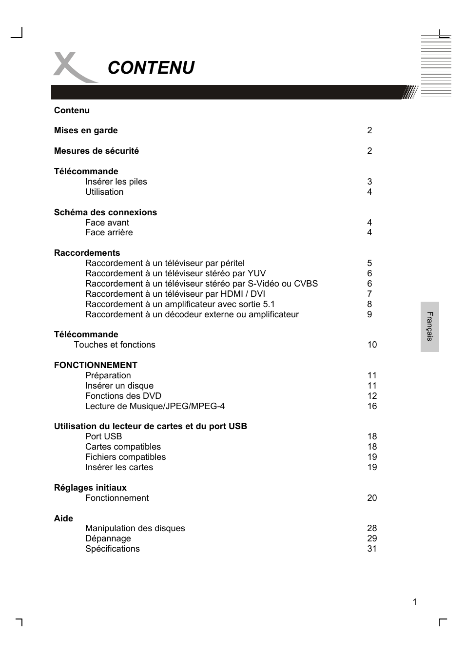 Contenu | Xoro HSD 8420 User Manual | Page 101 / 170