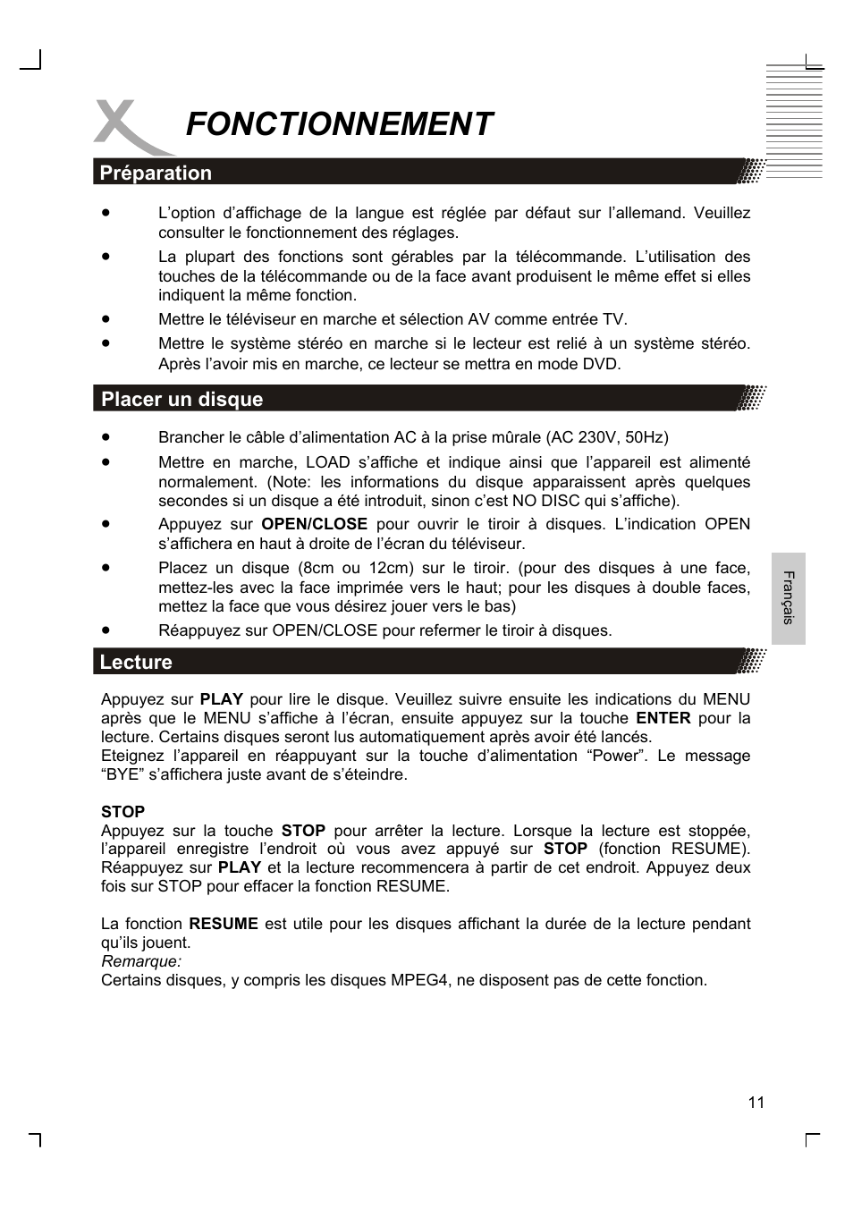 Fonctionnement | Xoro HSD 8420 User Manual | Page 111 / 170