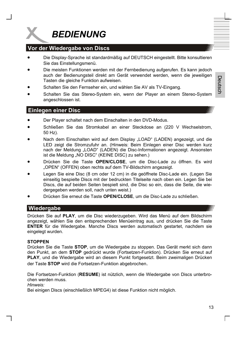 Bedienung | Xoro HSD 8420 User Manual | Page 13 / 170