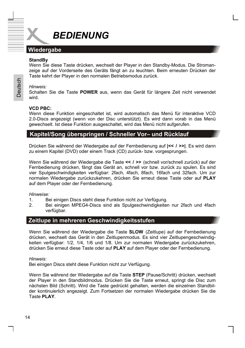 Bedienung | Xoro HSD 8420 User Manual | Page 14 / 170