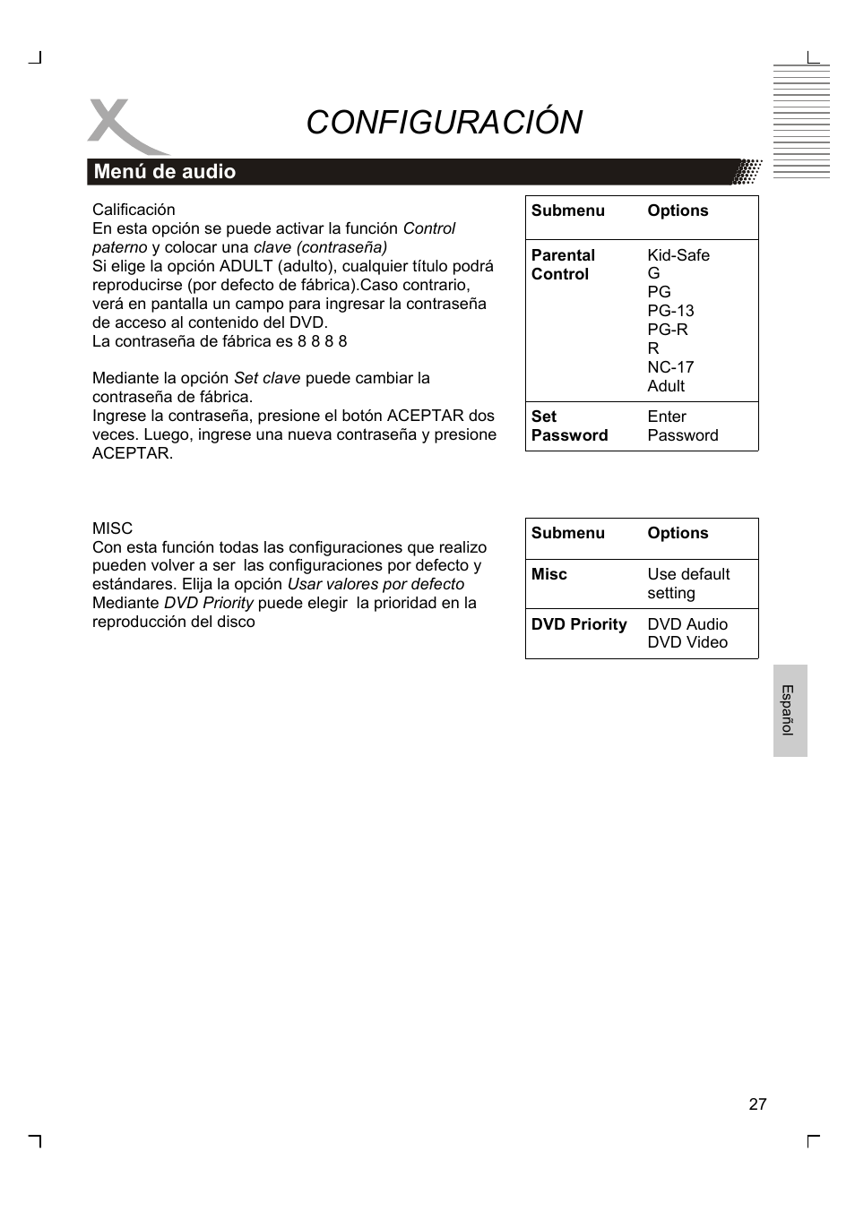 Configuración | Xoro HSD 8420 User Manual | Page 159 / 170