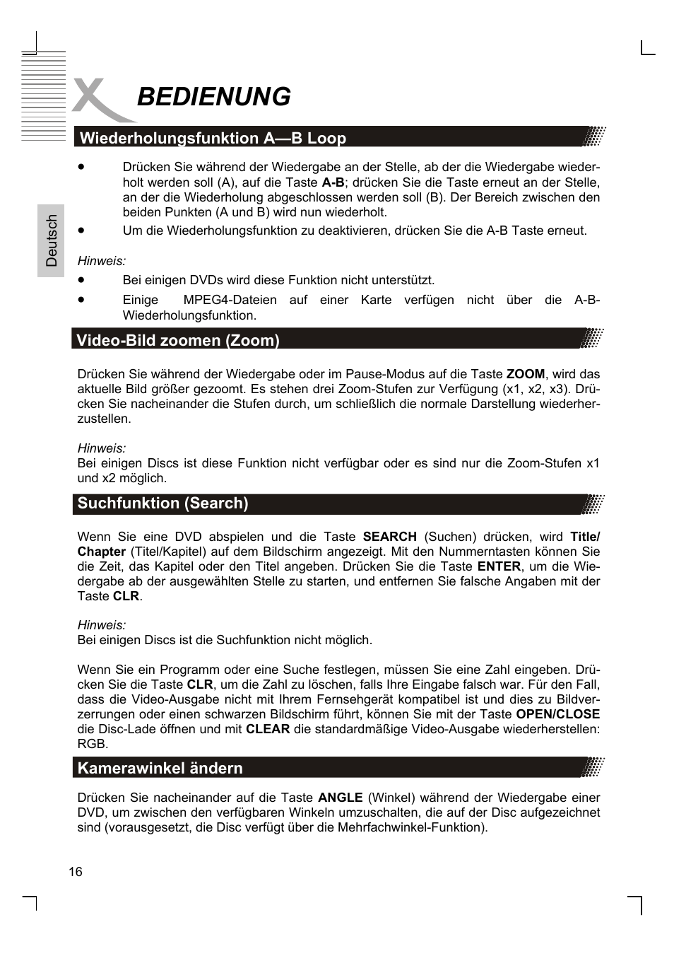 Bedienung | Xoro HSD 8420 User Manual | Page 16 / 170