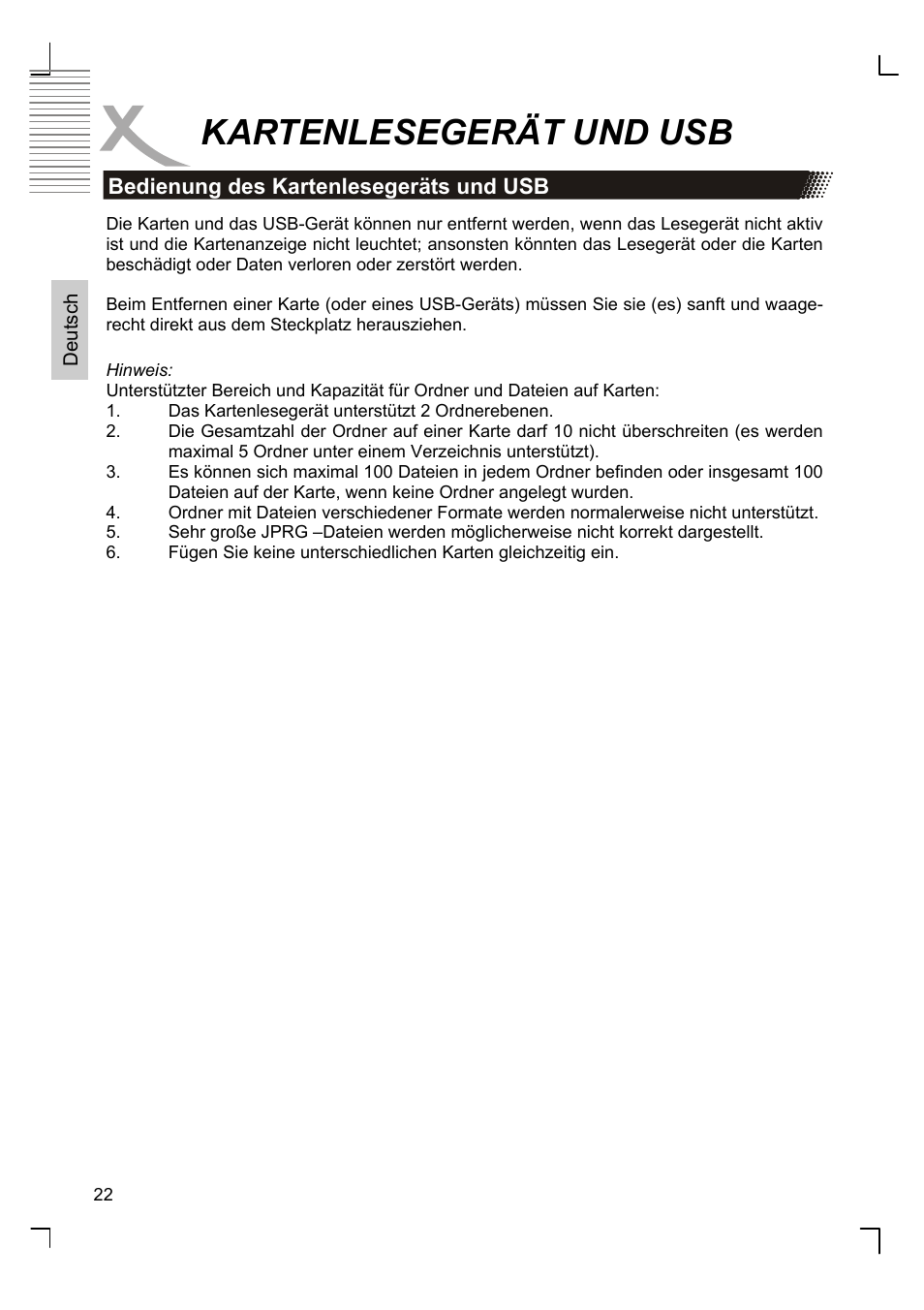 Kartenlesegerät und usb | Xoro HSD 8420 User Manual | Page 22 / 170