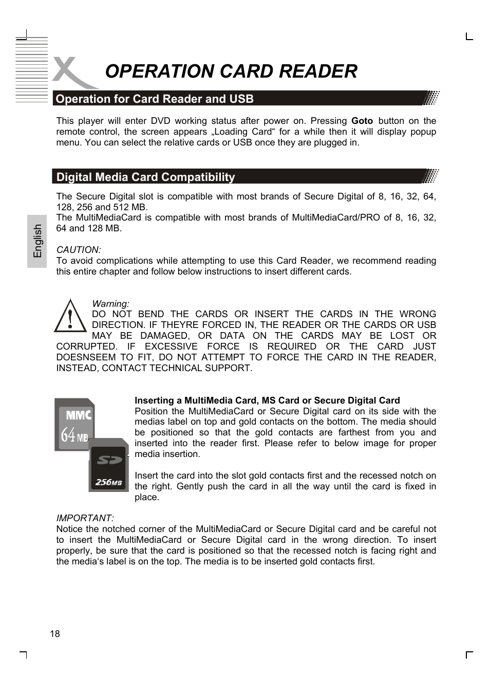 Operation card reader | Xoro HSD 8420 User Manual | Page 54 / 170