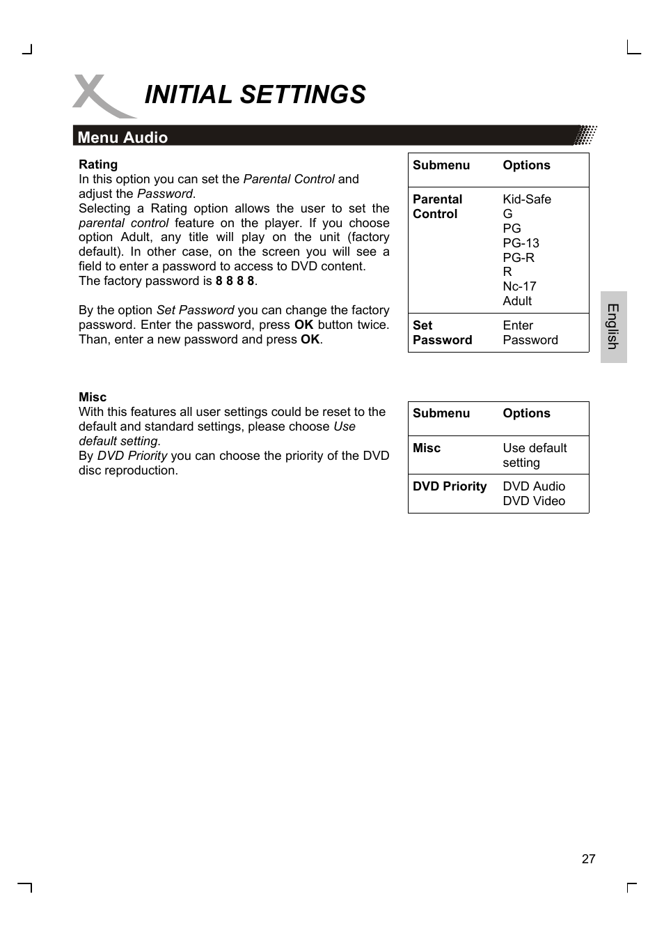 Initial settings | Xoro HSD 8420 User Manual | Page 63 / 170