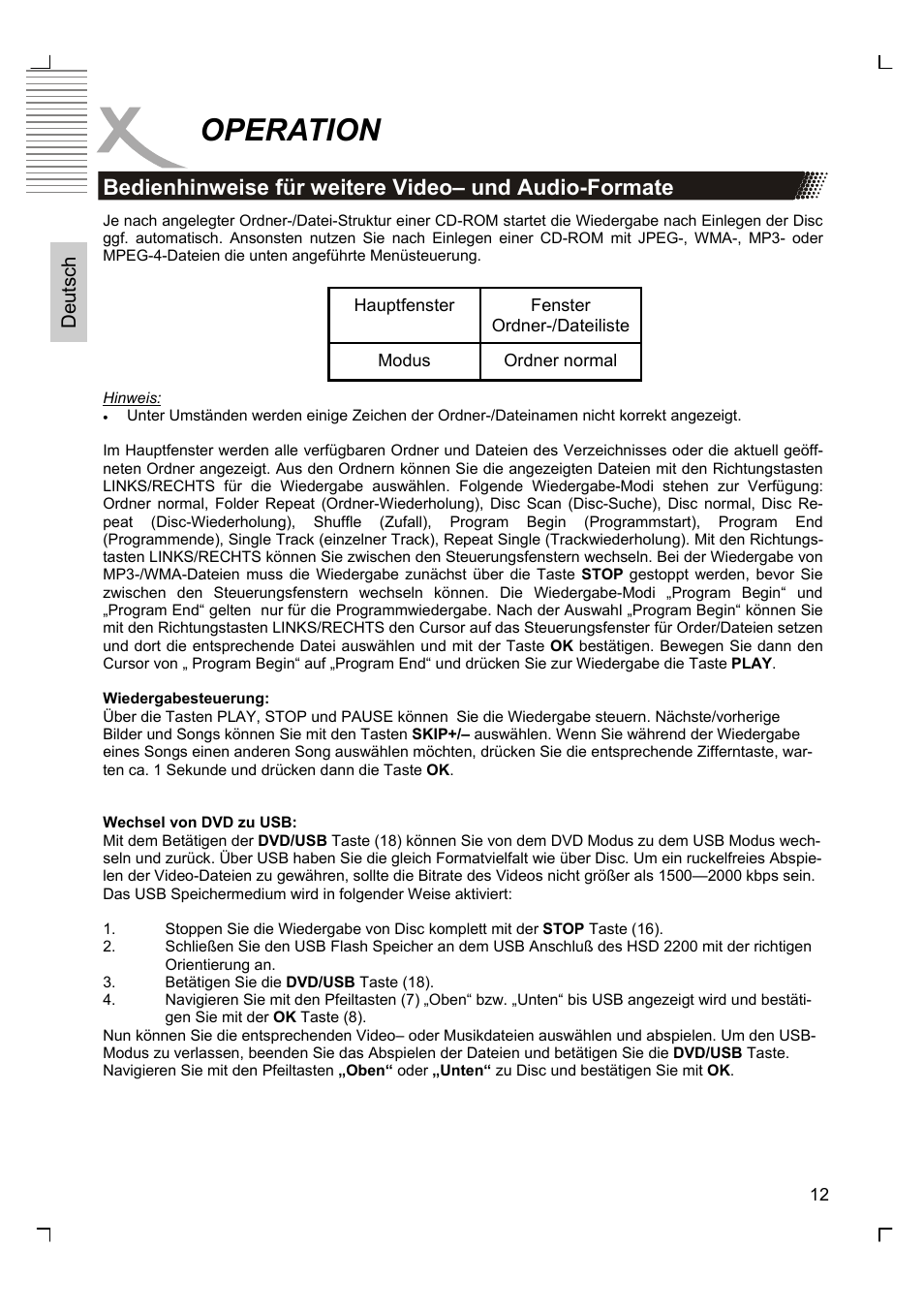 Operation | Xoro HSD 2200 User Manual | Page 12 / 59