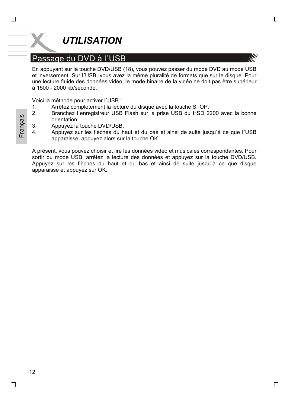 Utilisation, Passage du dvd à l´usb | Xoro HSD 2200 User Manual | Page 40 / 59