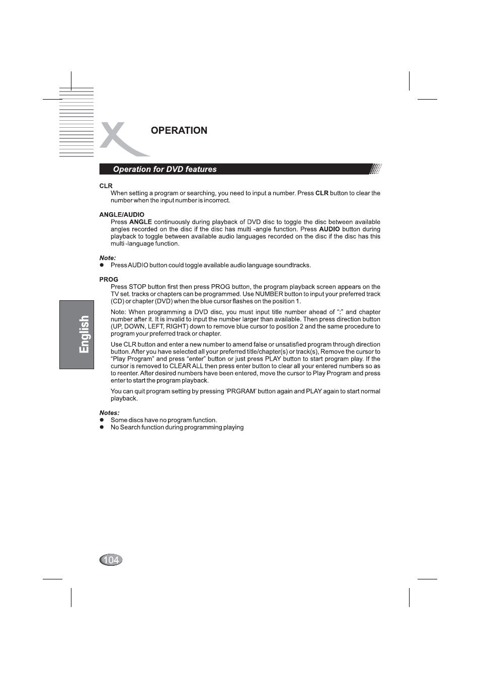 Operation for dvd features, Operation | Xoro HSD 4000 User Manual | Page 104 / 164