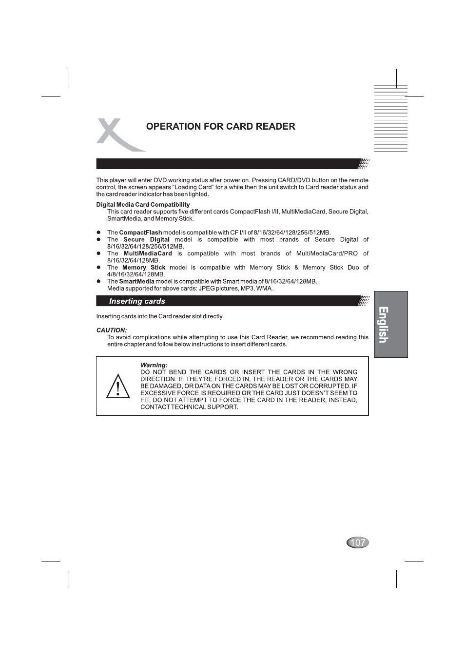 Inserting cards | Xoro HSD 4000 User Manual | Page 107 / 164