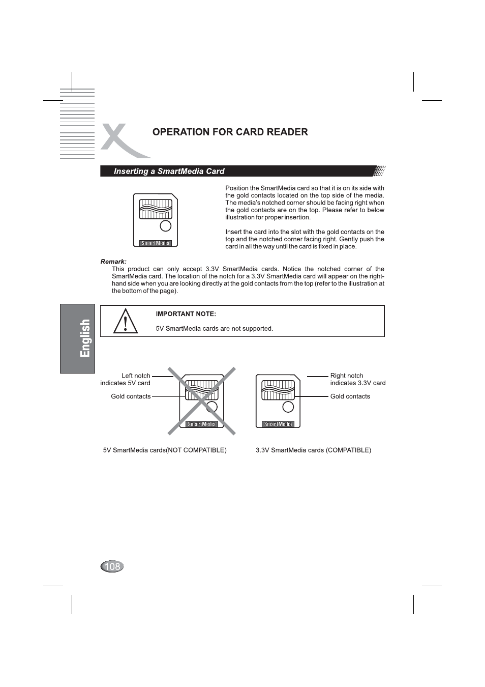 Inserting a smartmedia card | Xoro HSD 4000 User Manual | Page 108 / 164