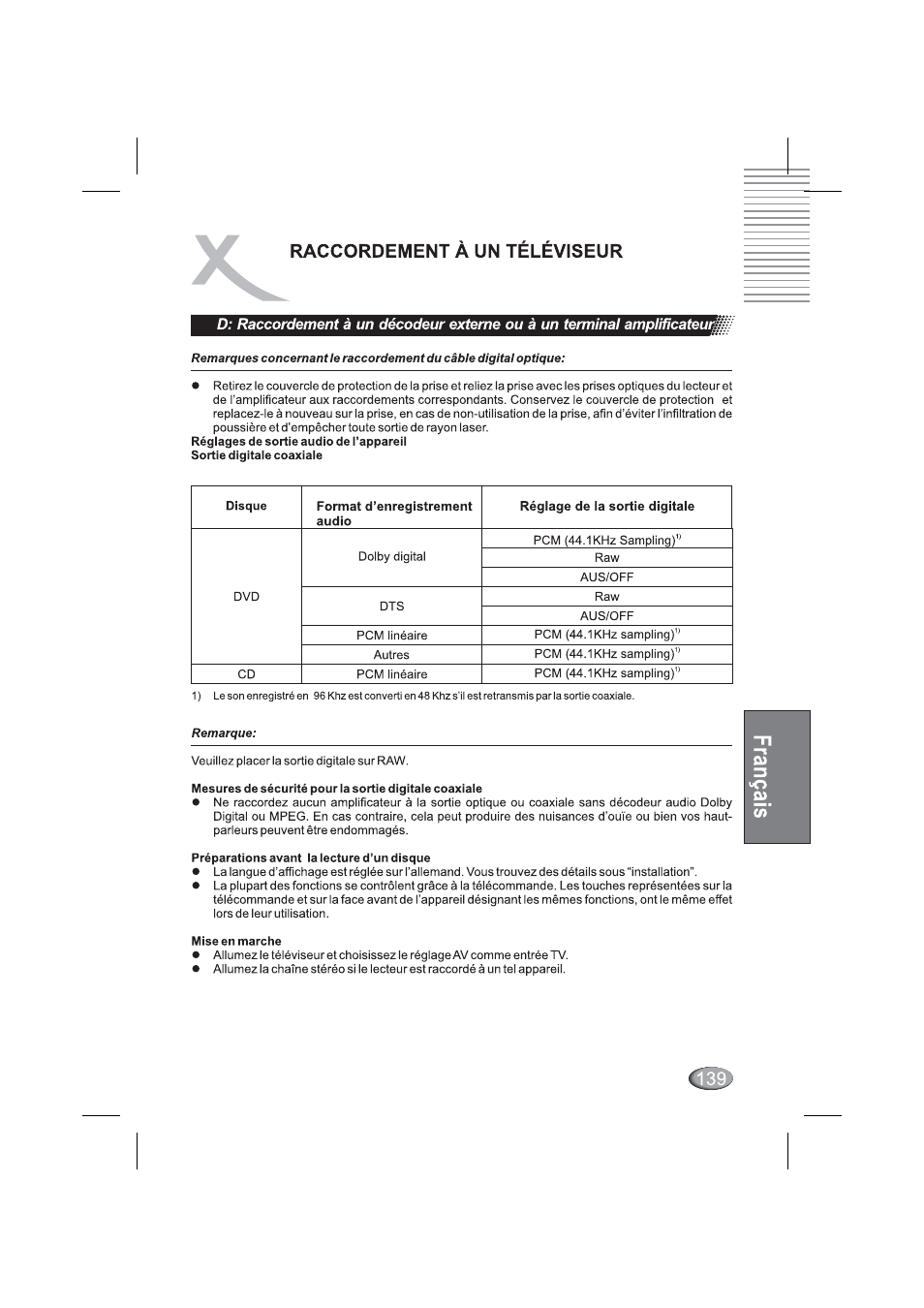 Raccordement a un televiseur | Xoro HSD 4000 User Manual | Page 139 / 164
