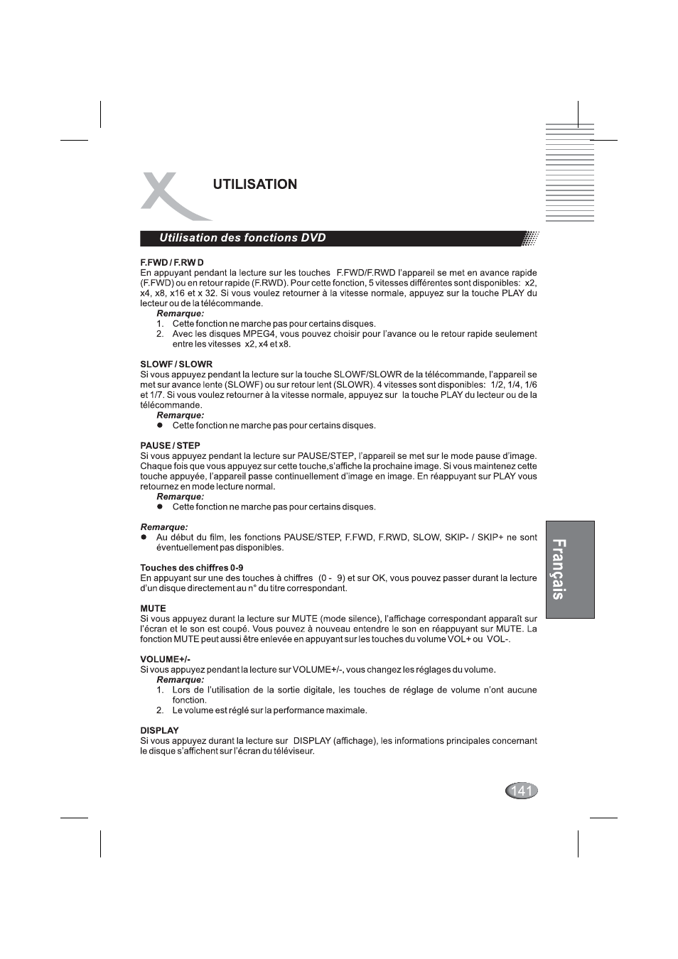 Utilisation des fonctions dvd | Xoro HSD 4000 User Manual | Page 141 / 164