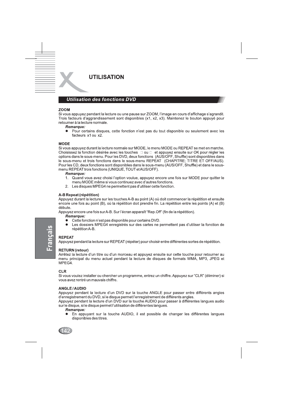 Utilisation des fonctions dvd | Xoro HSD 4000 User Manual | Page 142 / 164