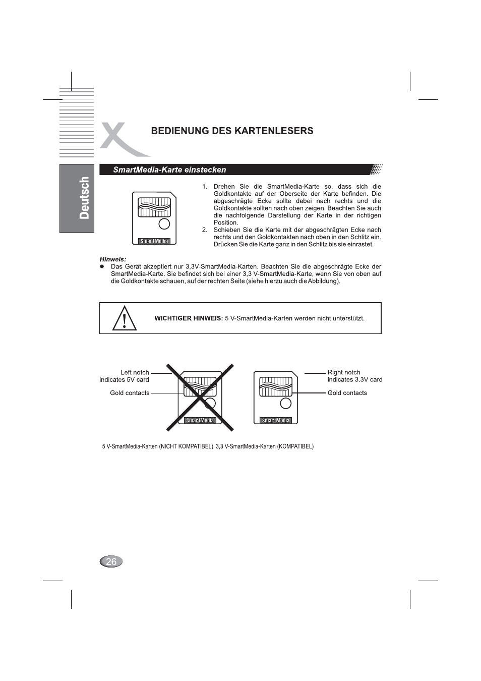 Smartmedia-karte einstecken | Xoro HSD 4000 User Manual | Page 26 / 164