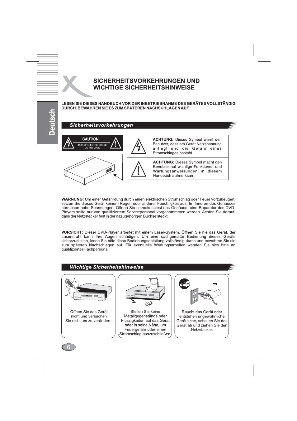 Sicherheitsvorkehrungen | Xoro HSD 4000 User Manual | Page 6 / 164