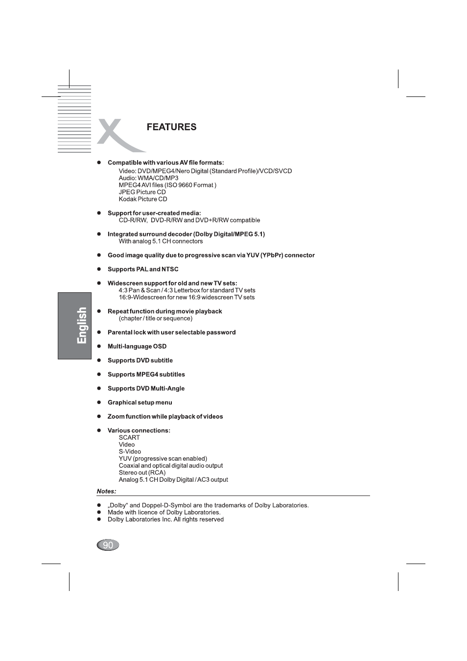 Features | Xoro HSD 4000 User Manual | Page 90 / 164