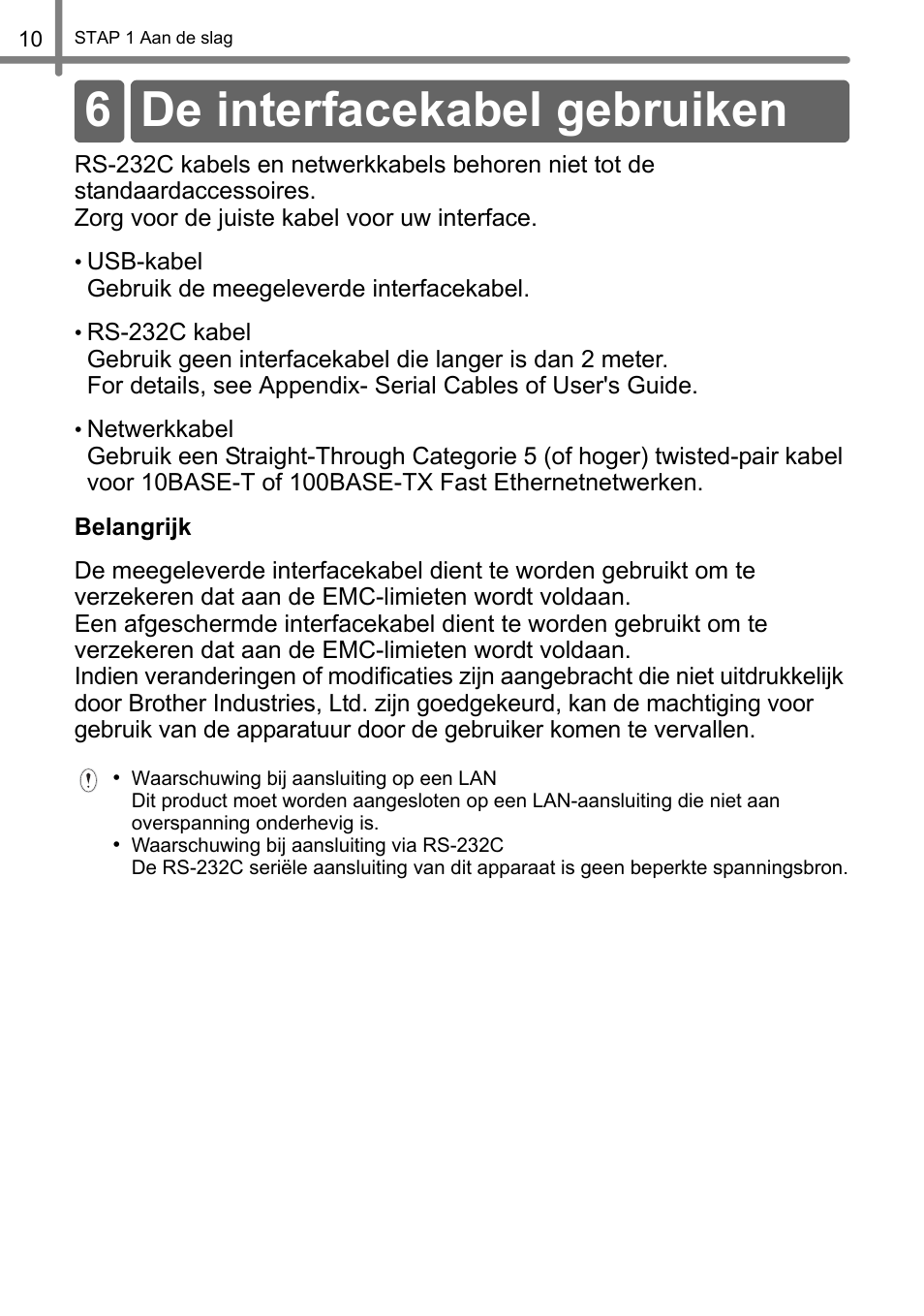 De interfacekabel gebruiken, 6 de interfacekabel gebruiken | Brother QL-1060N User Manual | Page 102 / 121