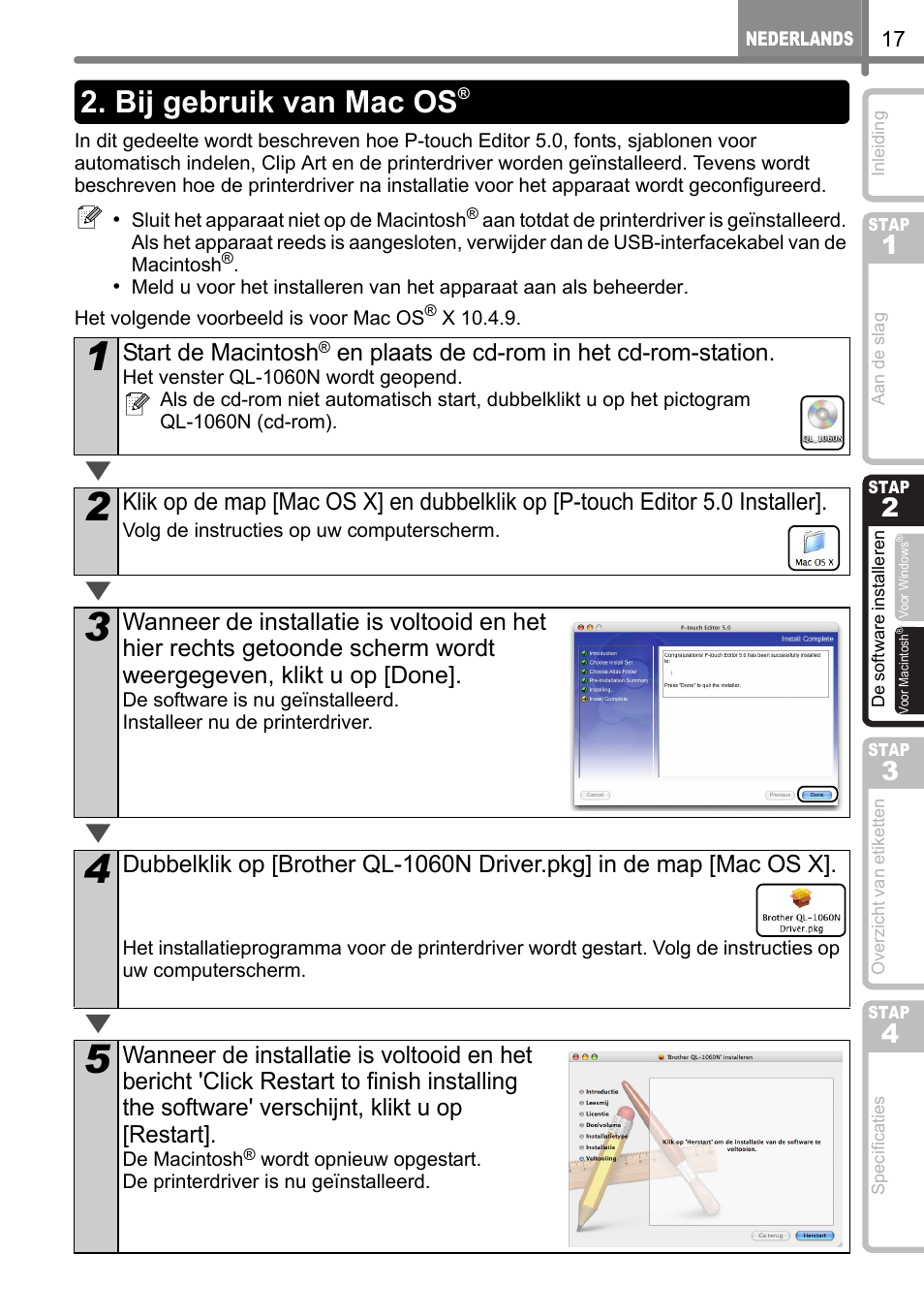 Bij gebruik van mac os | Brother QL-1060N User Manual | Page 109 / 121