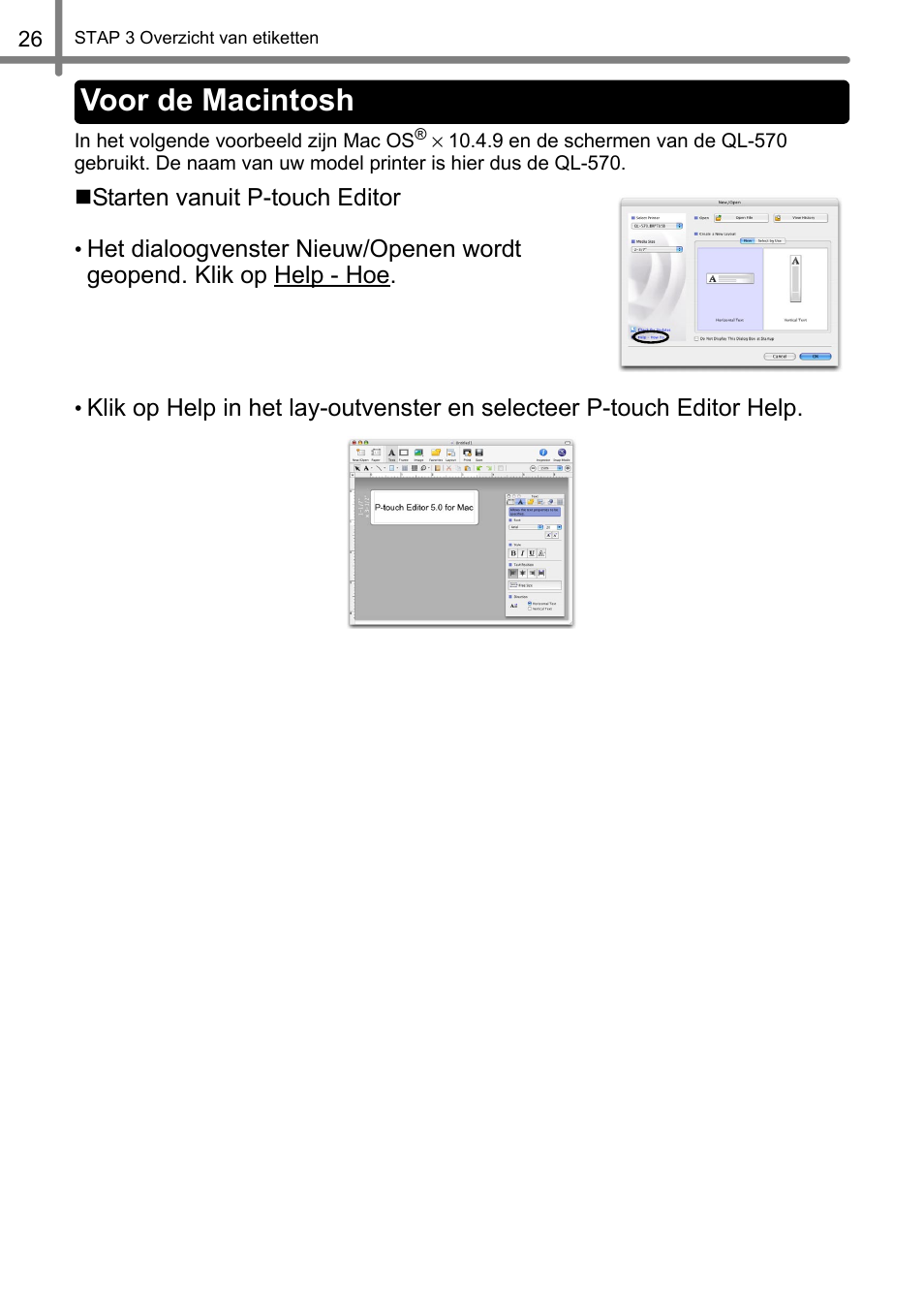 Voor de macintosh | Brother QL-1060N User Manual | Page 118 / 121