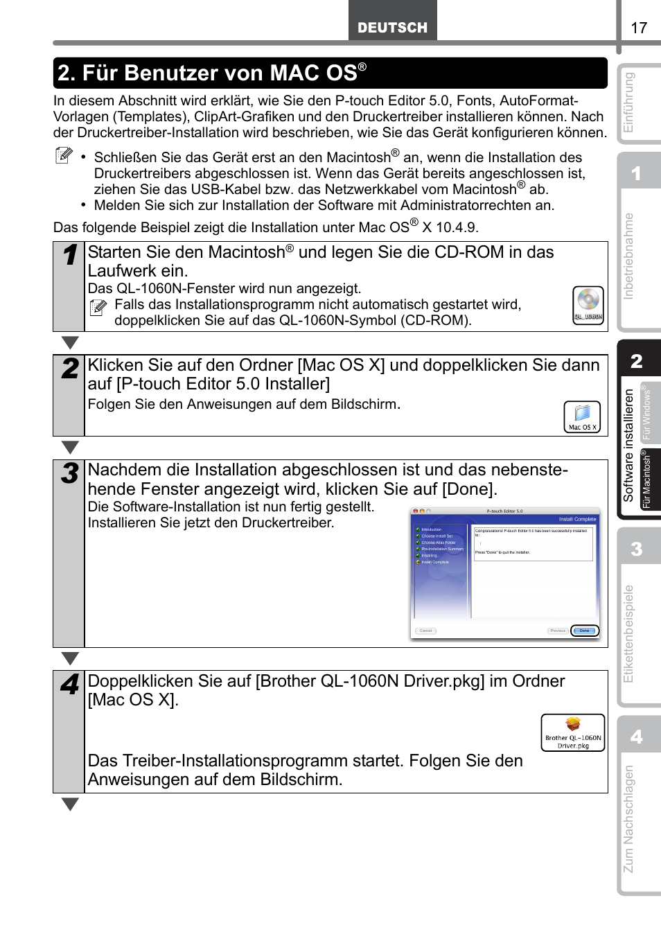 Für benutzer von mac os | Brother QL-1060N User Manual | Page 49 / 121
