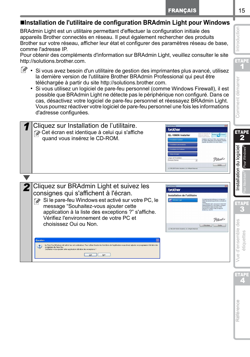 Cliquez sur installation de l’utilitaire | Brother QL-1060N User Manual | Page 77 / 121