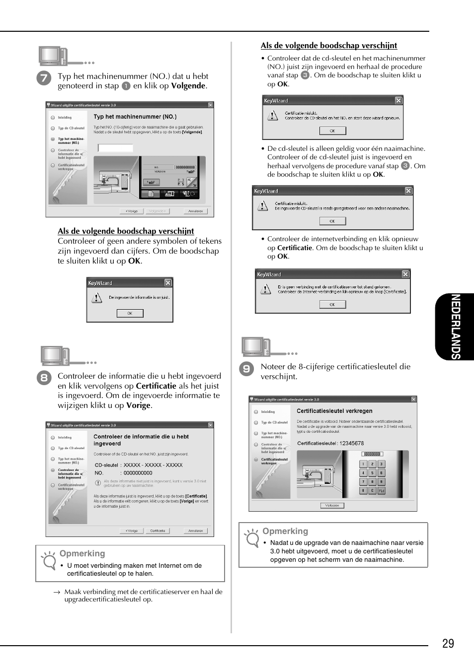 29 nede rlands, Opmerking | Brother Innov-is 4000D 4000 User Manual | Page 31 / 52