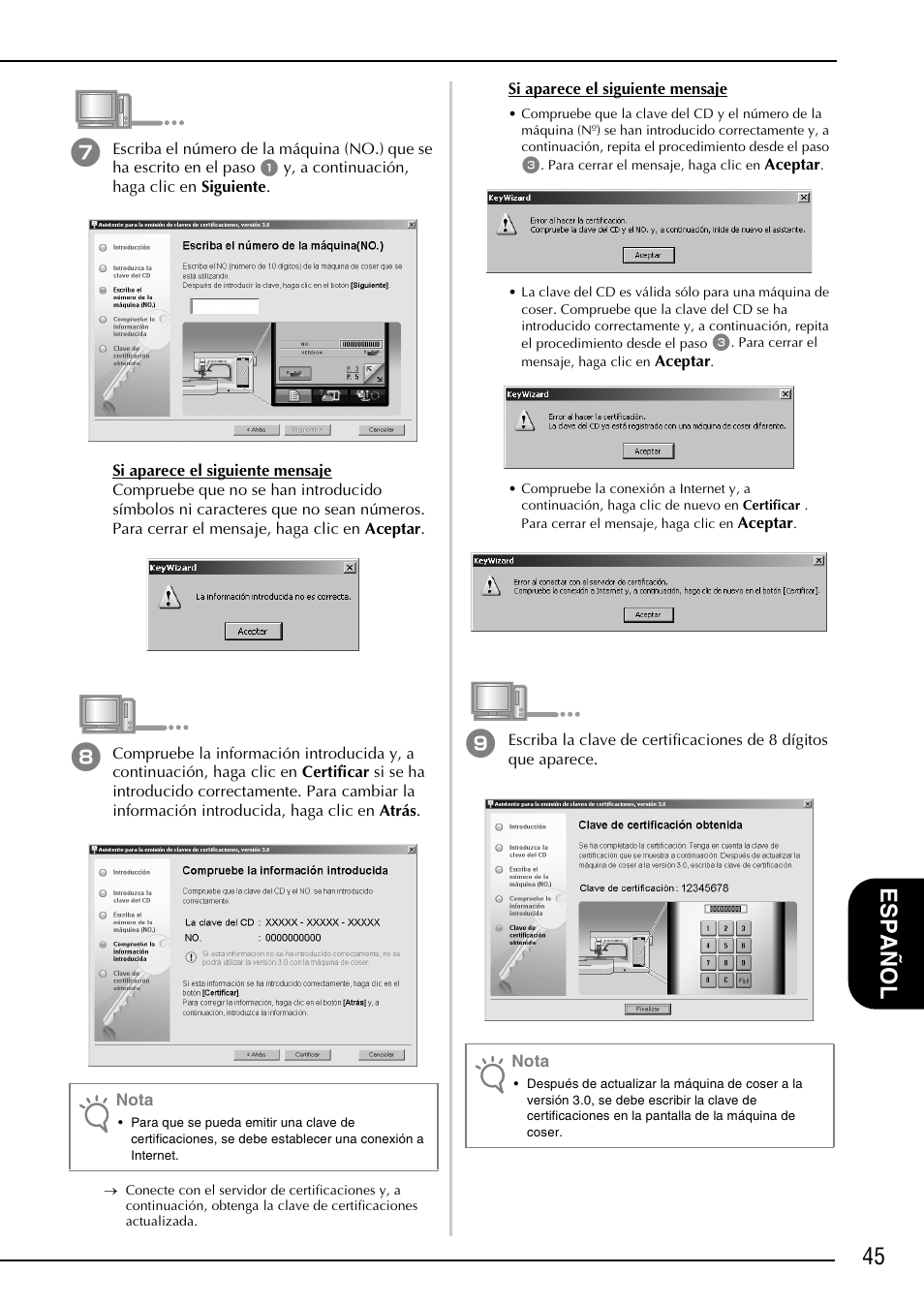 45 e spa ñol | Brother Innov-is 4000D 4000 User Manual | Page 47 / 52