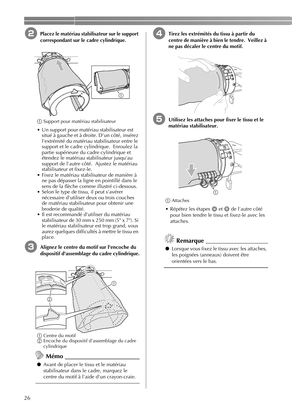 Mémo, Remarque | Brother PR-620 620C 600II 600IIC User Manual | Page 28 / 52