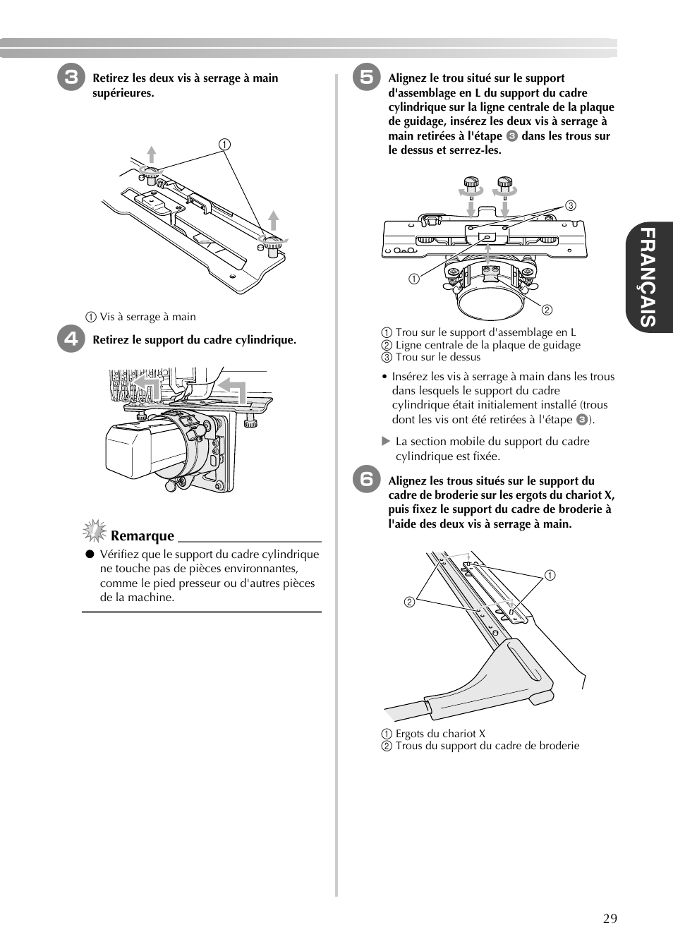 Français, Remarque | Brother PR-620 620C 600II 600IIC User Manual | Page 31 / 52