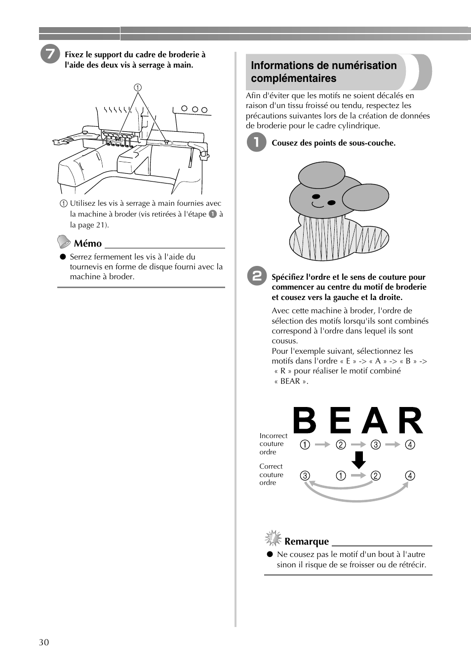 Informations de numérisation complémentaires, Mémo, Remarque | Brother PR-620 620C 600II 600IIC User Manual | Page 32 / 52