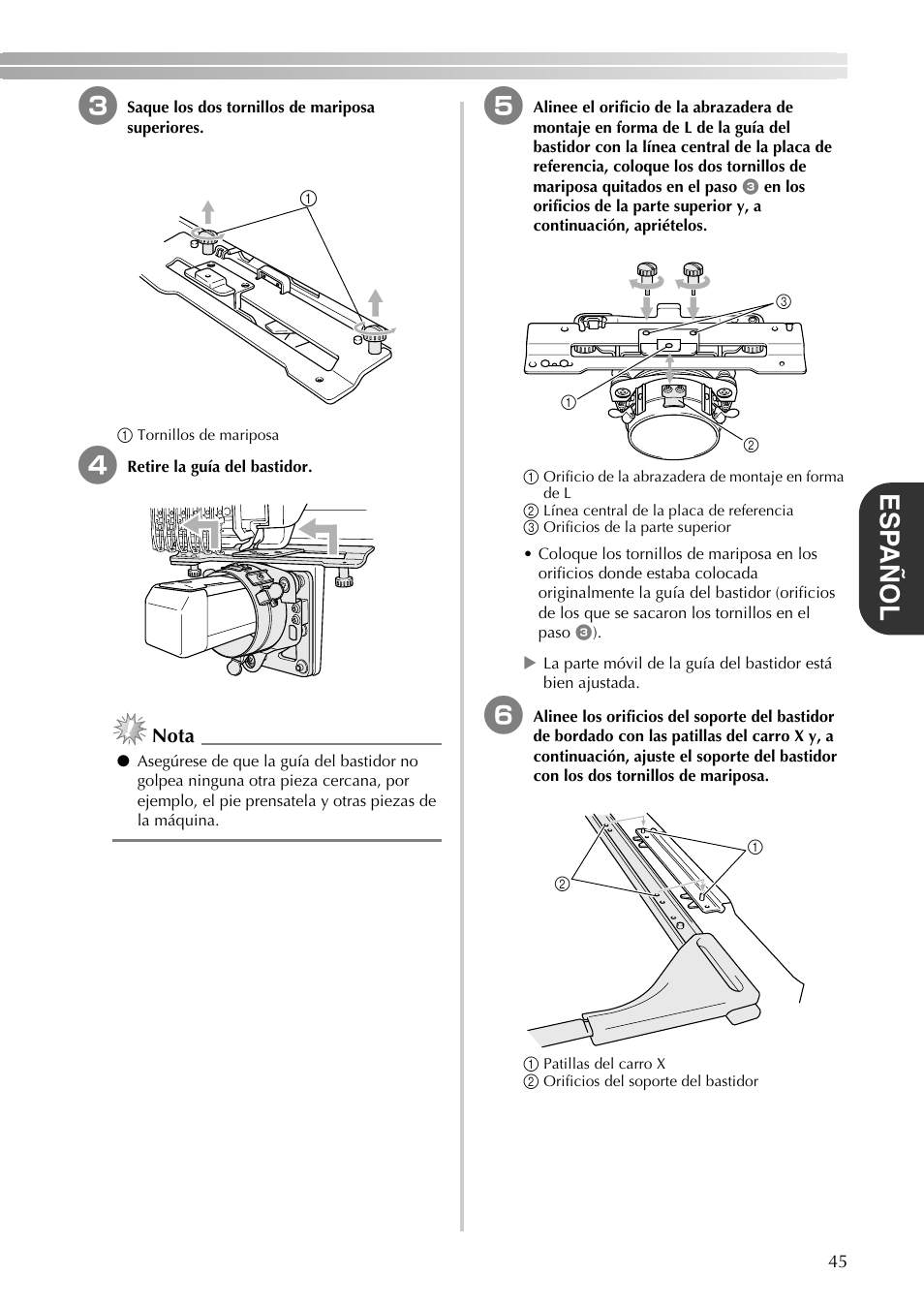 Esp añol, Nota | Brother PR-620 620C 600II 600IIC User Manual | Page 47 / 52