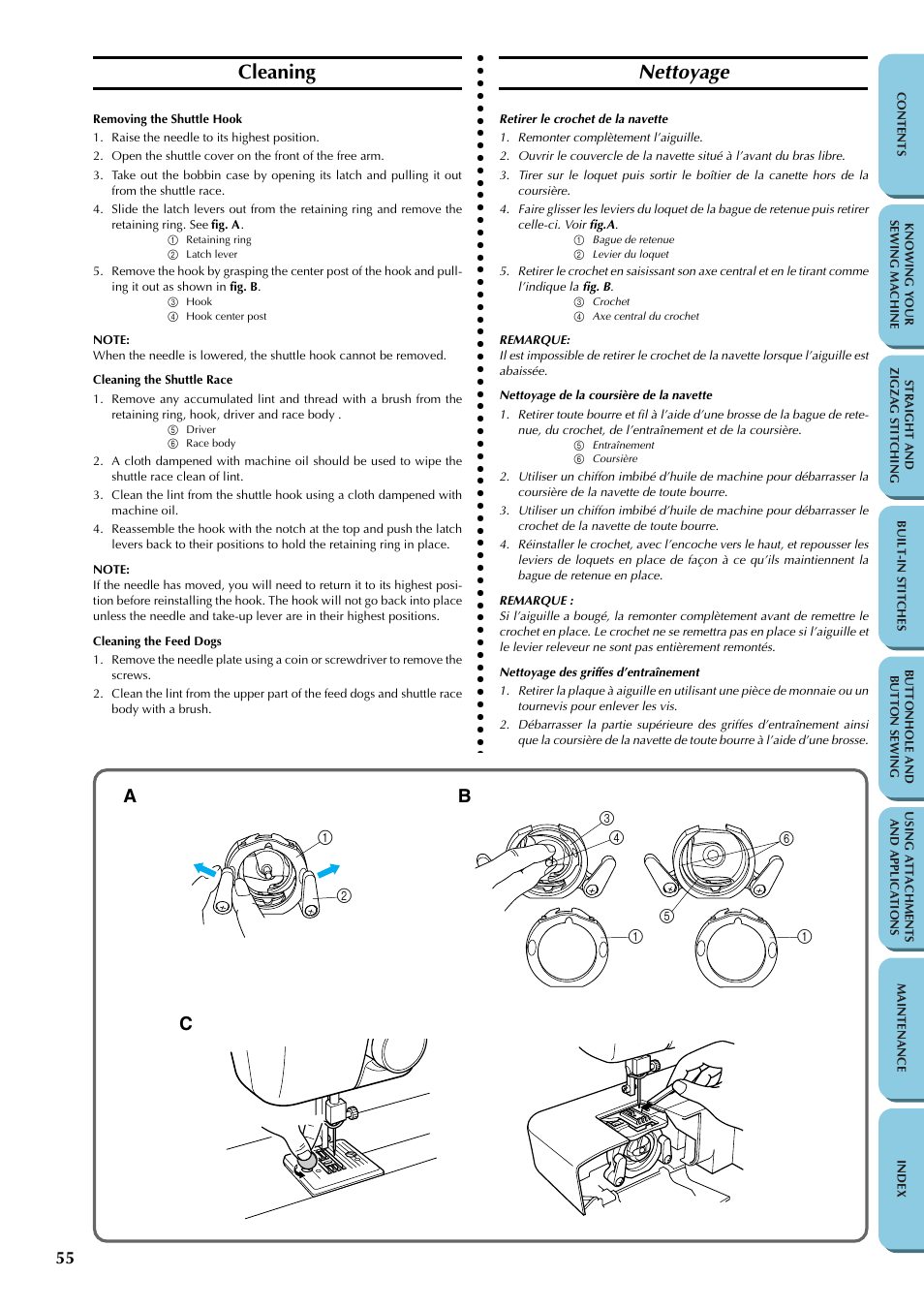 Cleaning, Nettoyage | Brother LS-1217 User Manual | Page 65 / 81