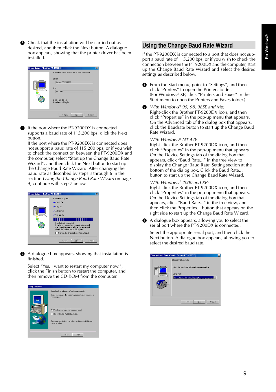 Using the change baud rate wizard | Brother PT-9200DX User Manual | Page 13 / 232