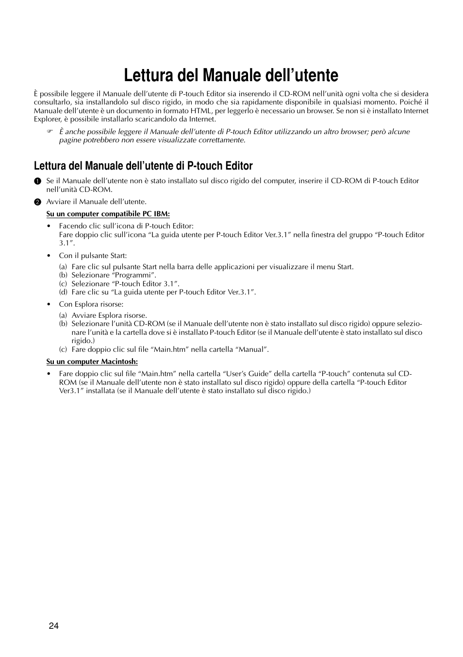 Lettura del manuale dell’utente, Lettura del manuale dell’utente di p-touch editor | Brother PT-9200DX User Manual | Page 180 / 232