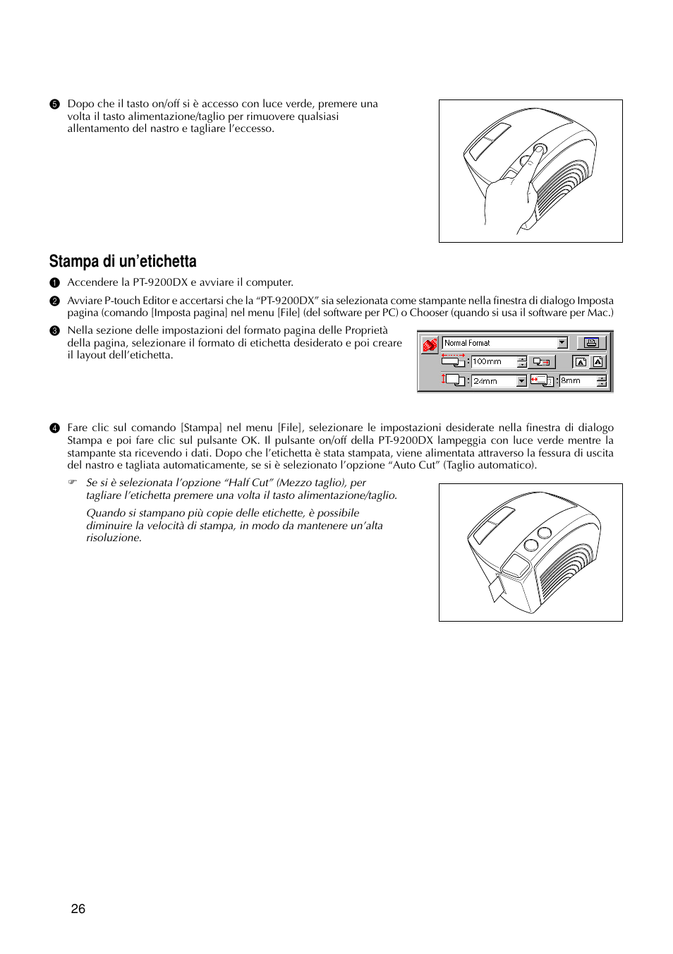 Stampa di un’etichetta | Brother PT-9200DX User Manual | Page 182 / 232