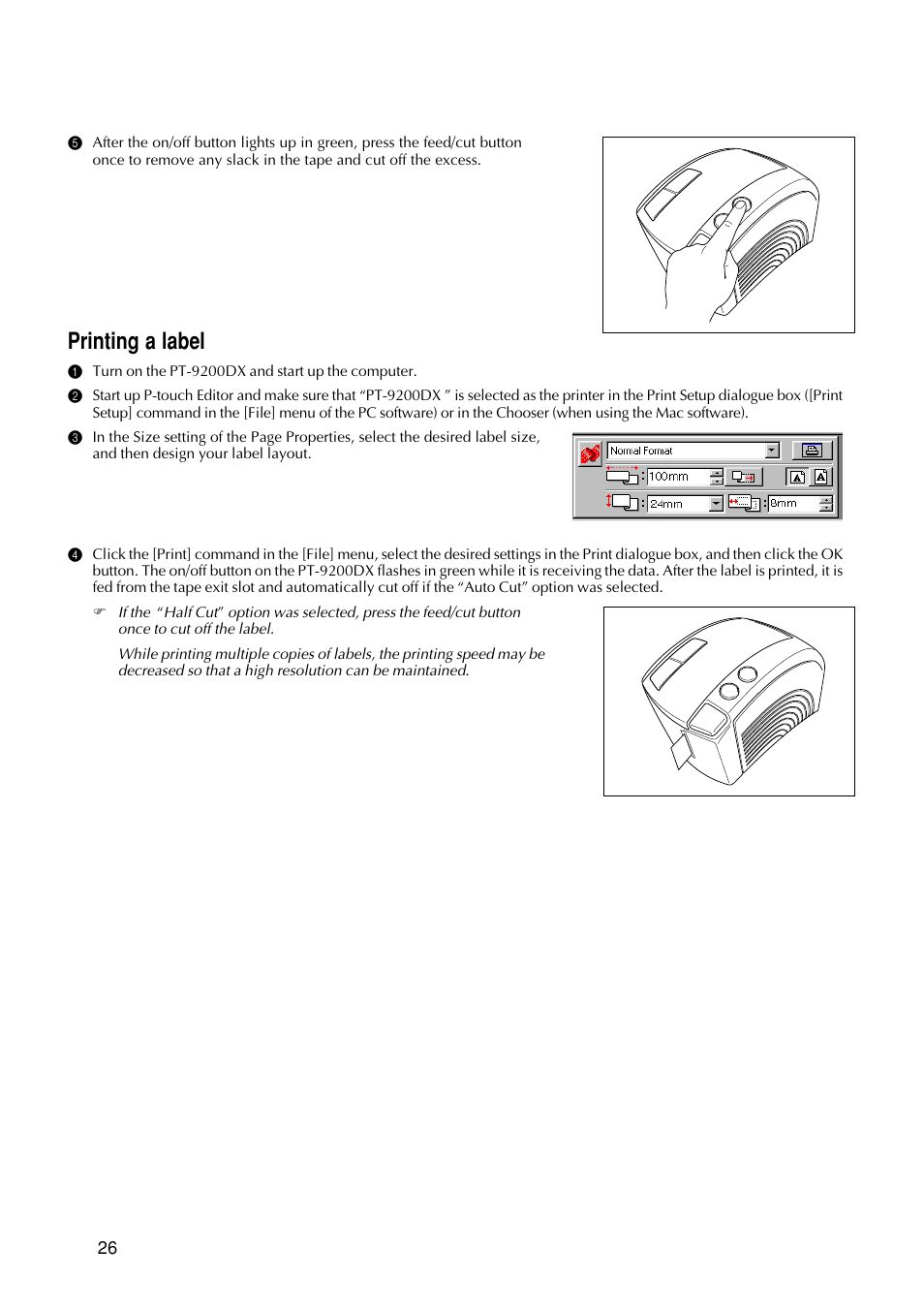 Printing a label | Brother PT-9200DX User Manual | Page 30 / 232