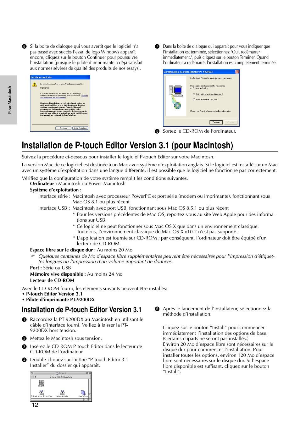 Installation de p-touch editor version 3.1 | Brother PT-9200DX User Manual | Page 54 / 232