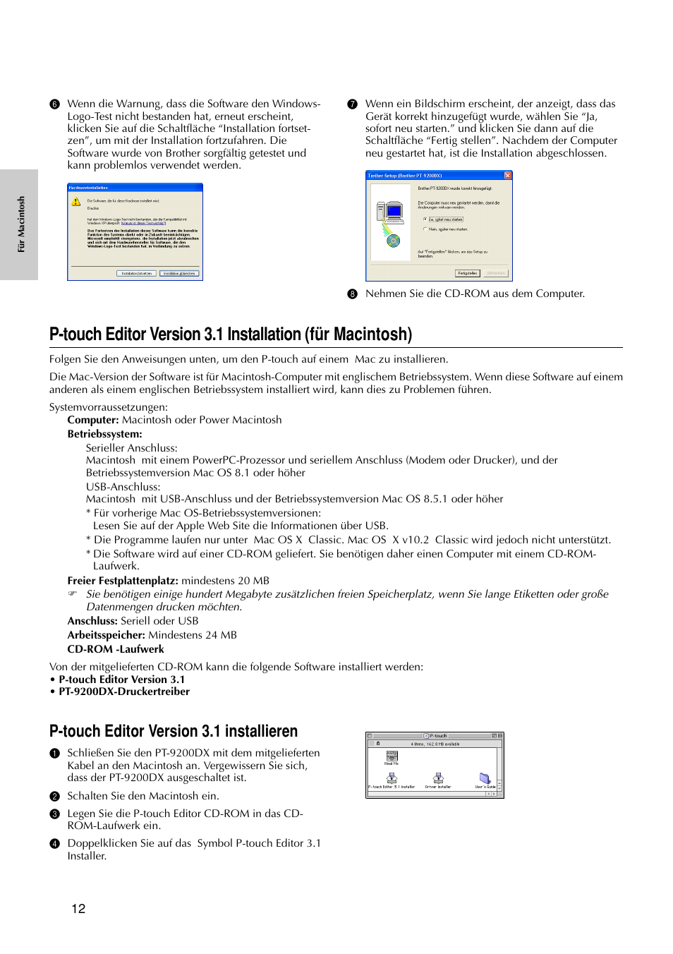 P-touch editor version 3.1 installieren | Brother PT-9200DX User Manual | Page 92 / 232