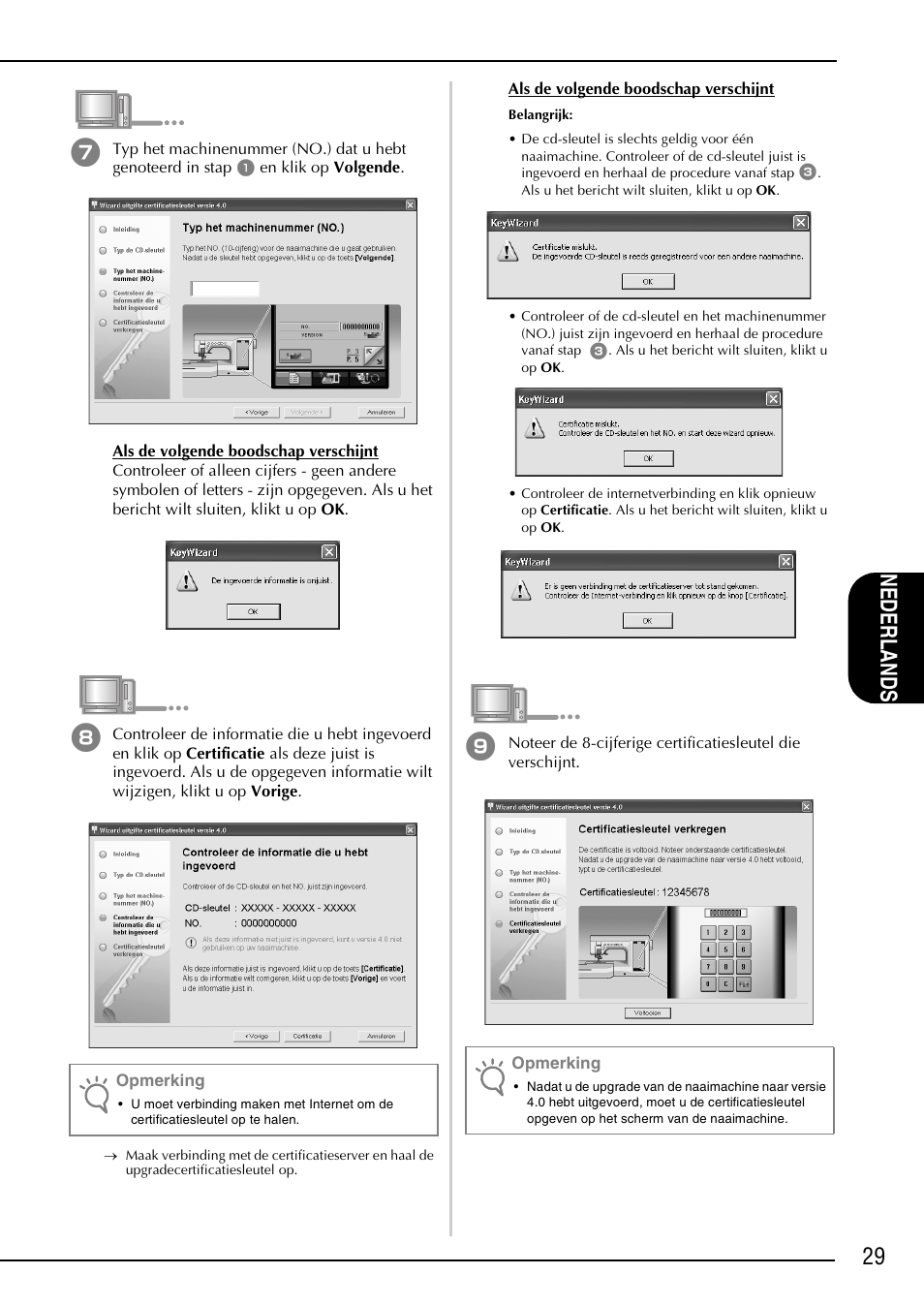 29 nede rlands, Opmerking | Brother Innov-is 4000D 4000 User Manual | Page 31 / 52