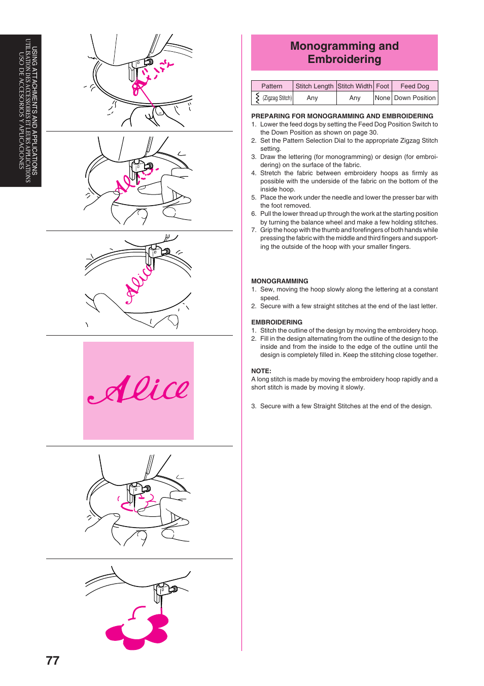 Monogramming and embroidering | Brother PS-3100 3700 User Manual | Page 89 / 111