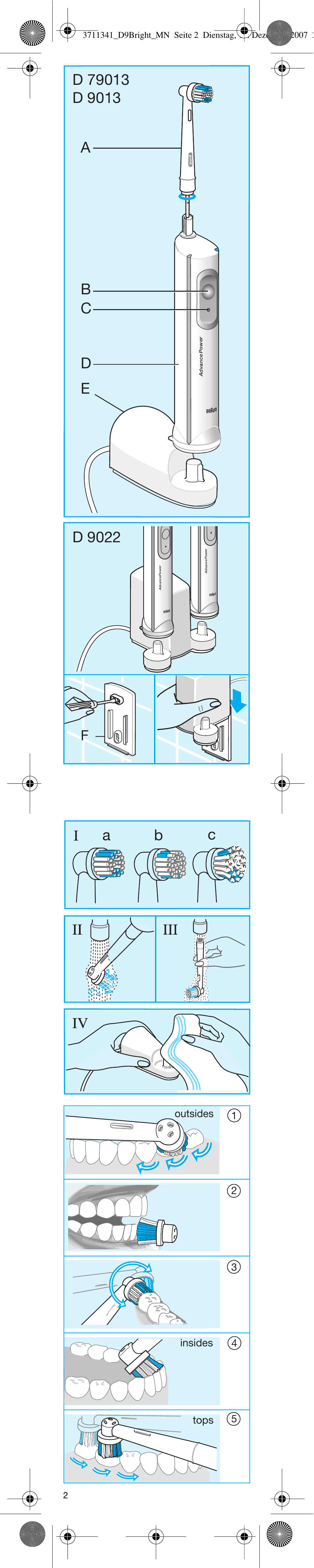 Eb c d a, Ba c | Braun D9013 Advance Power User Manual | Page 2 / 21