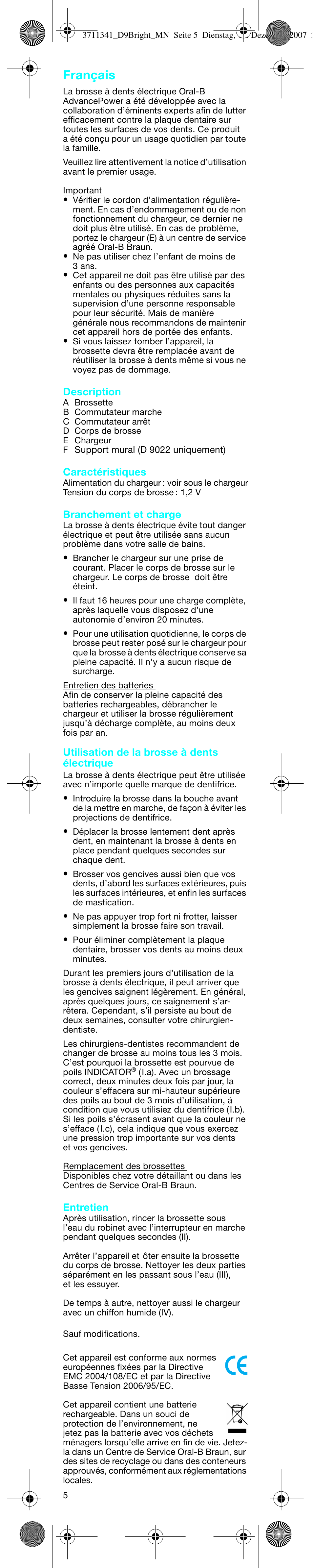 Français | Braun D9013 Advance Power User Manual | Page 5 / 21