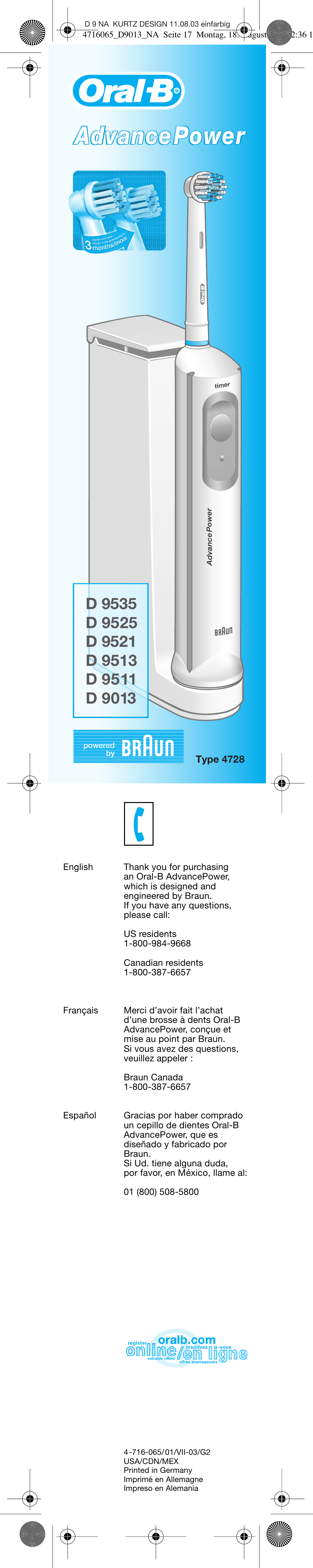 Braun D9011-4716 Advance Power User Manual | 16 pages