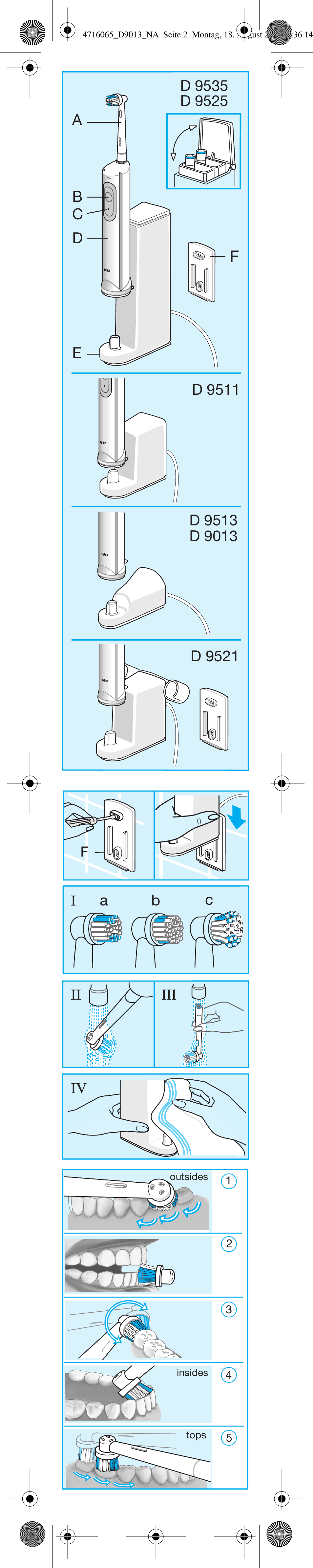 Ab c e d, D 9521, Ba c | Braun D9011-4716 Advance Power User Manual | Page 2 / 16