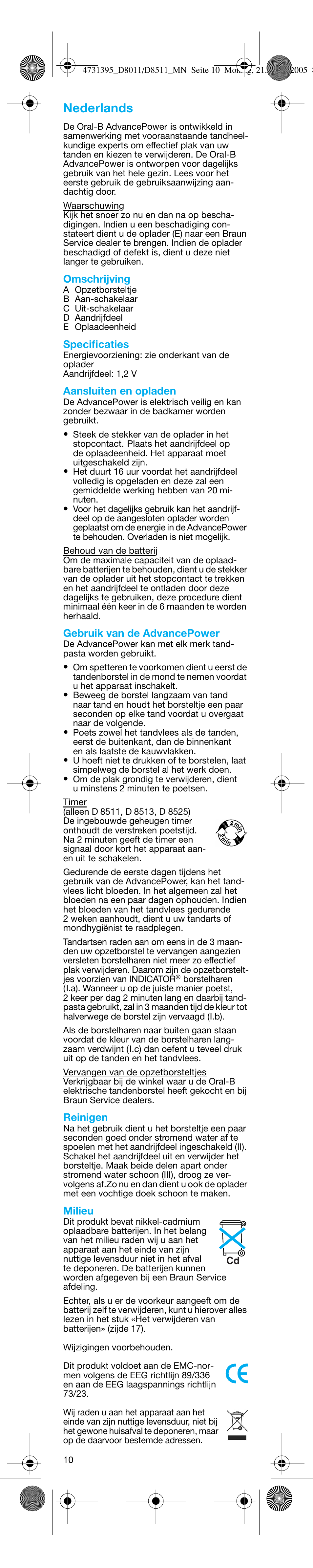 Nederlands | Braun D8011 Advance Power User Manual | Page 10 / 26