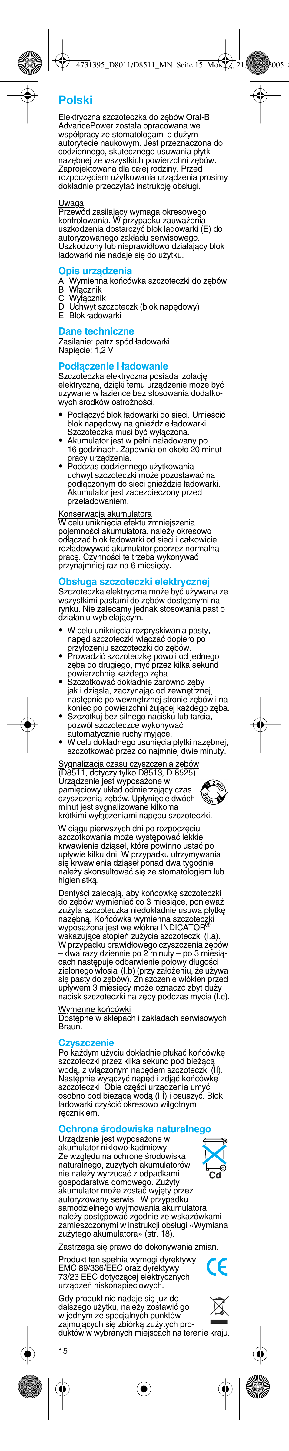 Polski | Braun D8011 Advance Power User Manual | Page 15 / 26